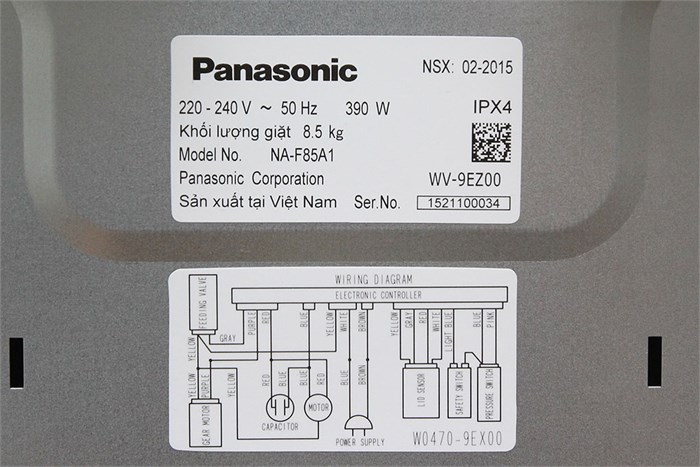 Máy giặt Panasonic 8.5 kg NA-F85A1WRV Màu Trắng - Đen