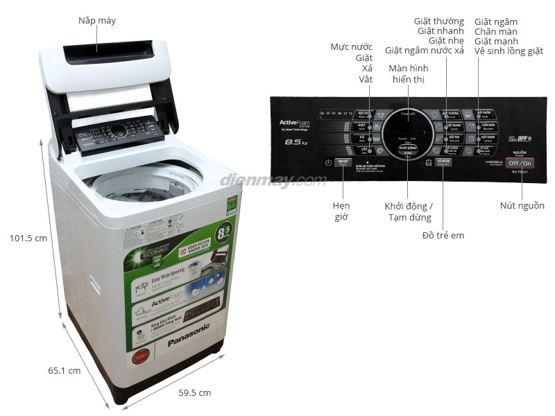 Thông số kỹ thuật Máy giặt Panasonic NA-F85G1WRV 8.5 Kg