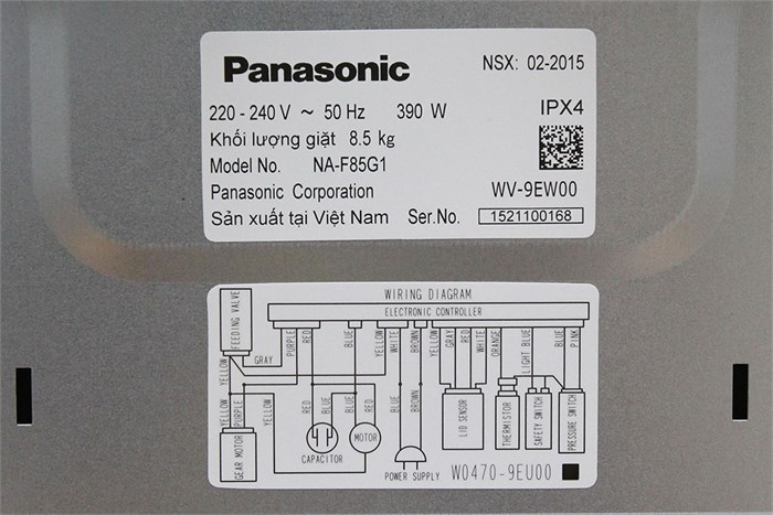 Máy giặt Panasonic NA-F85G1WRV 8.5 Kg Màu Trắng - Đen