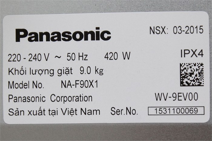 Máy giặt Panasonic NA-F90X1LRV 9.0 Kg