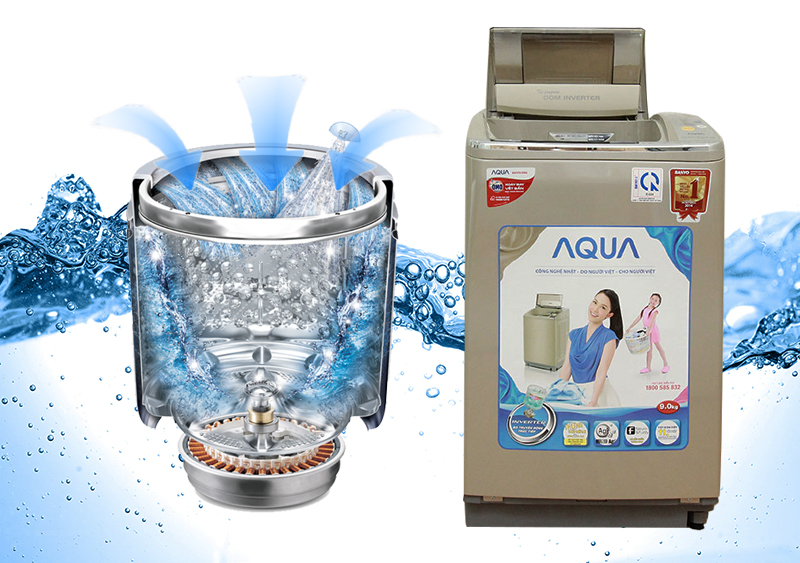 Động cơ DDM Inverter của máy giặt Aqua AQW-DQ900HT không chỉ giúp gia đình bạn tiết kiệm tiền điện và nước