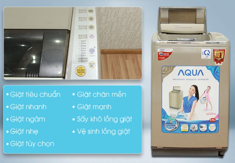 Nhiều chương trình giặt khác nhau của máy giặt Aqua AQW-DQ900HT sẽ hỗ trợ cho bạn tùy chỉnh được chế độ giặt khác nhau