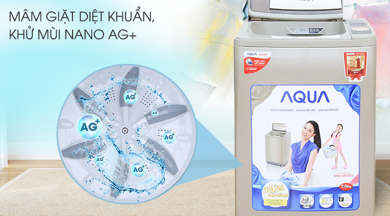 Mâm giặt kháng khuẩn - Máy giặt Aqua 7 Kg AQW-F700Z1T