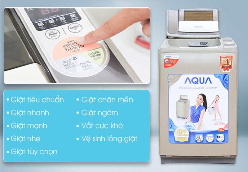 Nhiều chương trình giặt khác nhau - Máy giặt Aqua 7 Kg AQW-F700Z1T