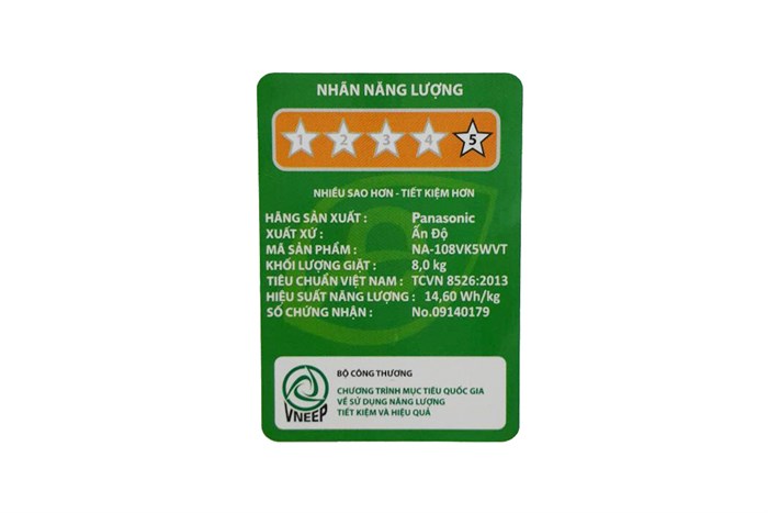 Máy giặt Panasonic 8 kg NA-108VK5WVT Màu Trắng