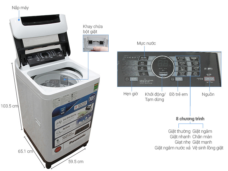 Thông số kỹ thuật Máy giặt Panasonic 10 kg NA-F100A1WRV