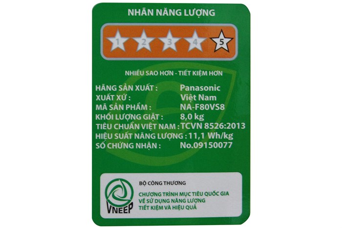 Máy giặt Panasonic 8 kg NA-F80VS8HRV Màu Trắng
