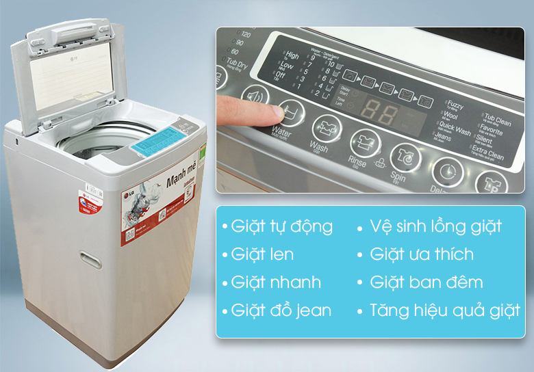 Bảng điều khiển đa dạng chương trình giặt
