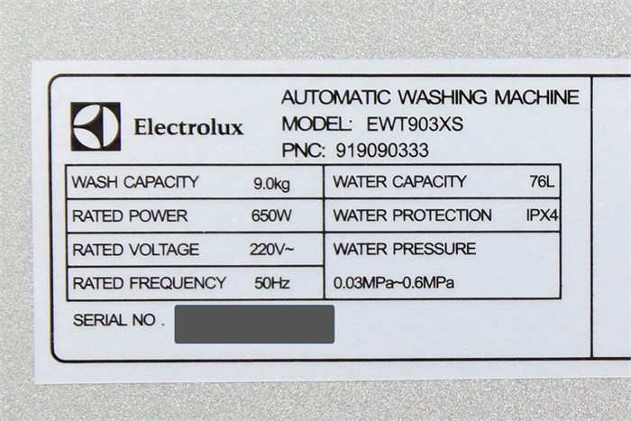 Máy giặt Electrolux 9 kg EWT903XS