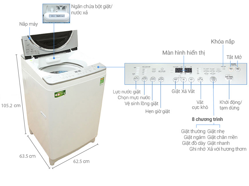 Máy giặt Toshiba Inverter 10 kg AW-DE1100GV (WS)