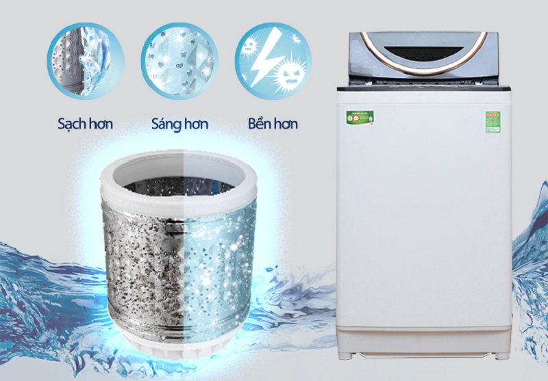 Máy giặt Toshiba AW-DME1200GV(WK) còn có thể tự vệ sinh lồng giặt và hong khô nó sau mỗi chu trình giặt