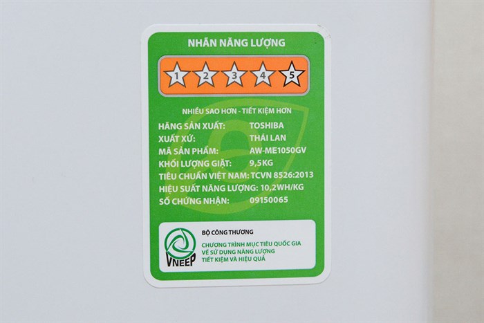 Máy giặt Toshiba 9.5 kg ME1050GV (WD) Màu Trắng - vàng đồng