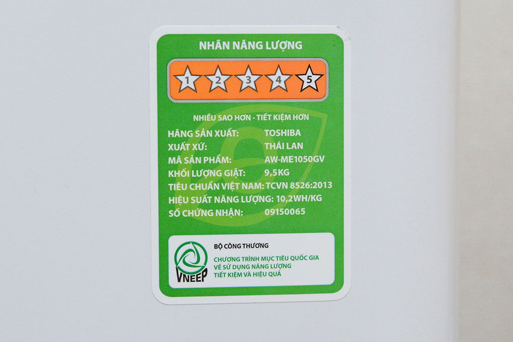 Máy giặt Toshiba 9.5 kg ME1050GV (WD) Màu Trắng - vàng đồng