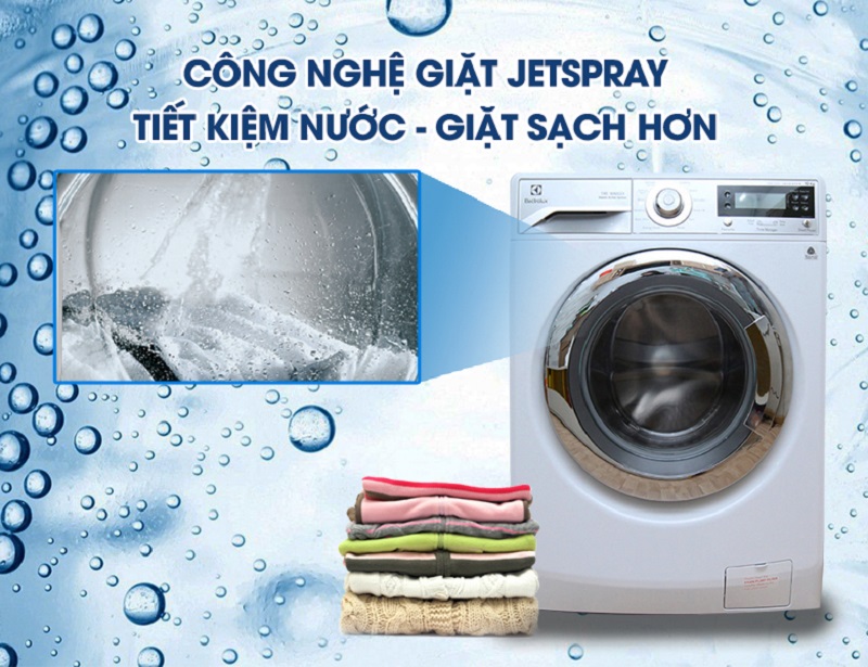 Máy giặt Electrolux EWF12022 có hệ thống Jet Spray, tăng sự tuần hoàn nước với áp lực mạnh hơn