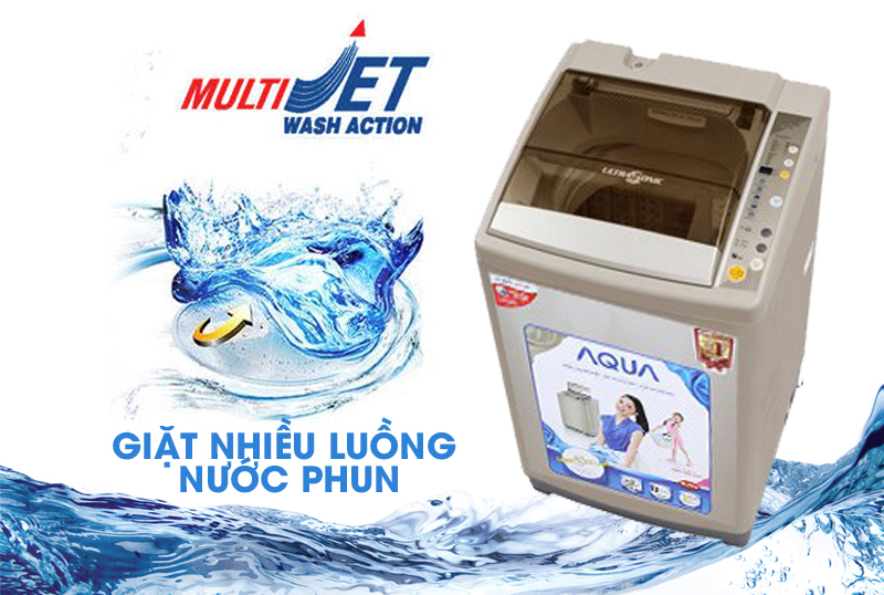 Với nhiều luồng nước mạnh mẽ đến từ mọi phía, máy giặt Aqua AQW-U90ZT N sẽ có khả năng đánh tan mọi vết bẩn