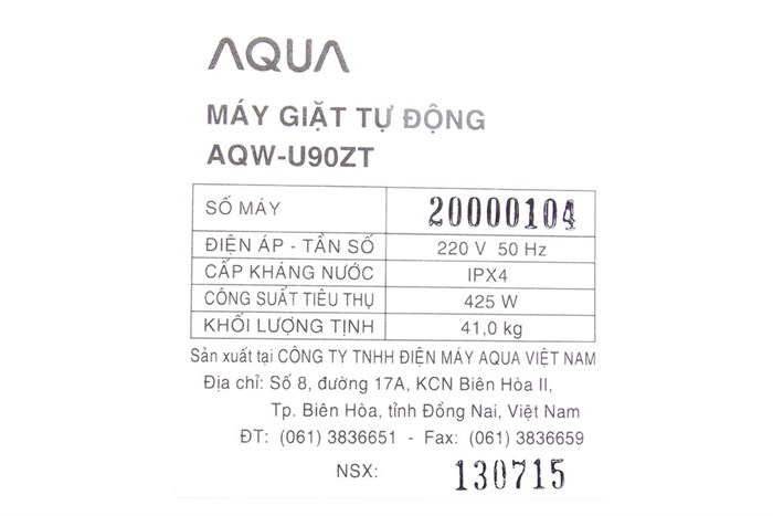 Máy giặt Aqua 9 kg AQW-U90ZT S