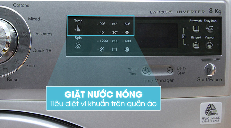 Máy giặt Electrolux EWF12832S với chức năng giặt nước nóng