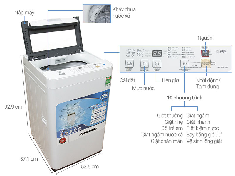 Máy giặt Panasonic 7.6 kg NA-F76VS7WRV