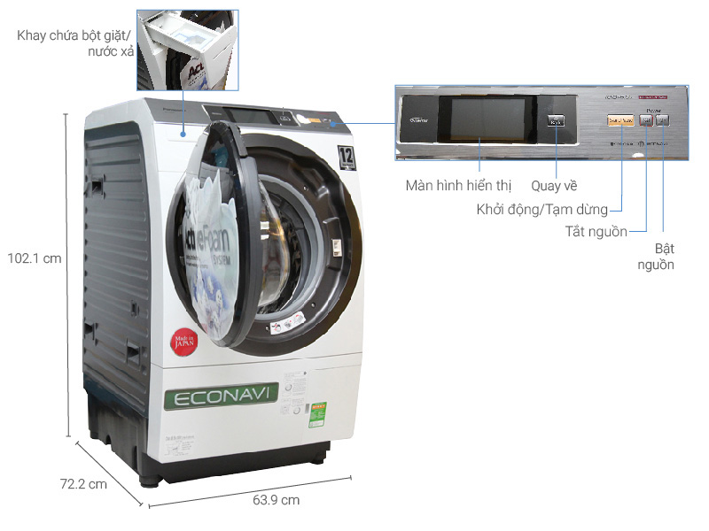 Máy giặt Panasonic 10 kg NA-VX93GLWVT