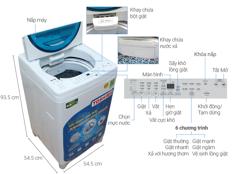 Thông số kỹ thuật Máy giặt Toshiba 8.2 kg AW-F920LV WB