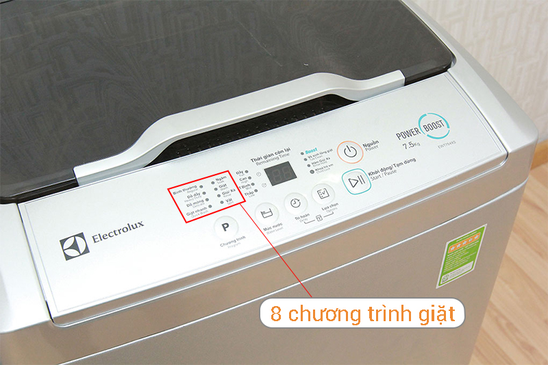 Có tám chương trình giặt đa dạng