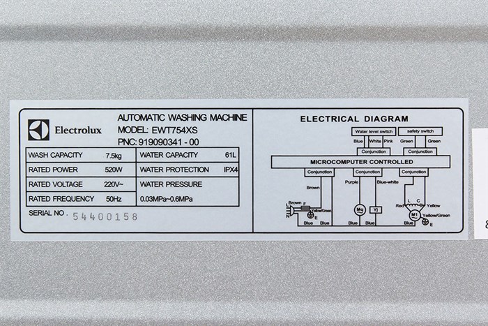 Máy giặt Electrolux 7.5 kg EWT754XS Màu Xám