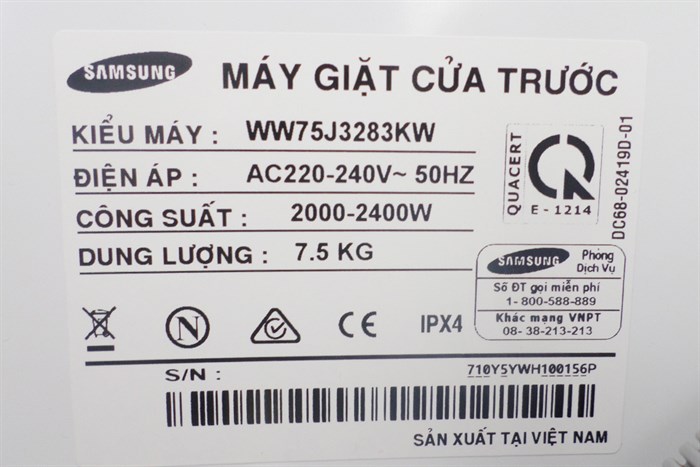 Máy giặt Samsung 7.5 kg WW75J3283KW/SV