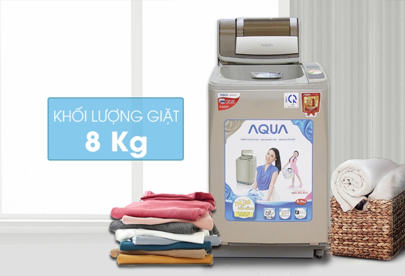 Máy giặt Aqua AQW-F800Z2T N có thiết kế nổi bật, cùng gam màu sắc tươi sáng