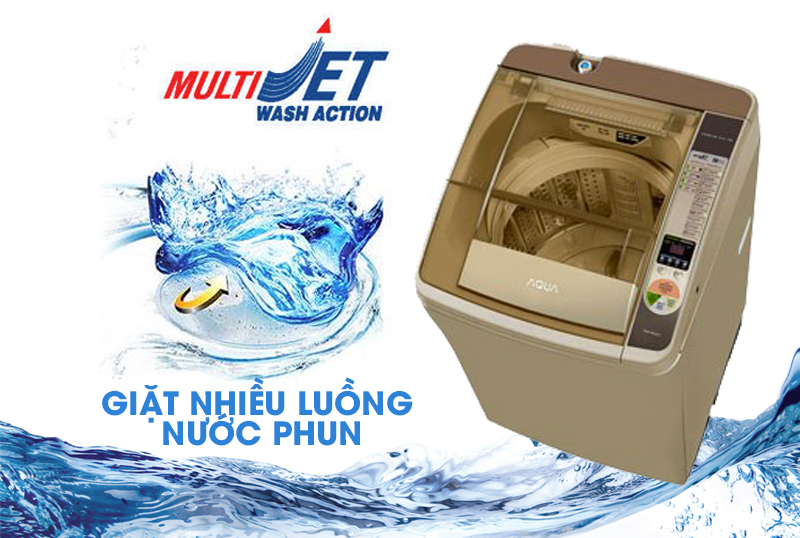 Máy giặt Aqua AQW-F800Z2T N có tính năng giặt Multi Jet với nhiều luồng nước mạnh mẽ từ nhiều phía