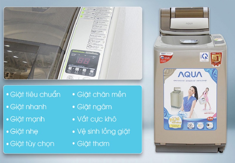 Máy giặt Aqua AQW-F800Z2T N với nhiều chương trình giặt khác nhau