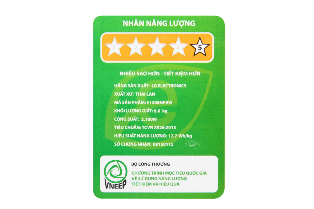 Máy giặt LG Inverter 8 kg F1208NPRW