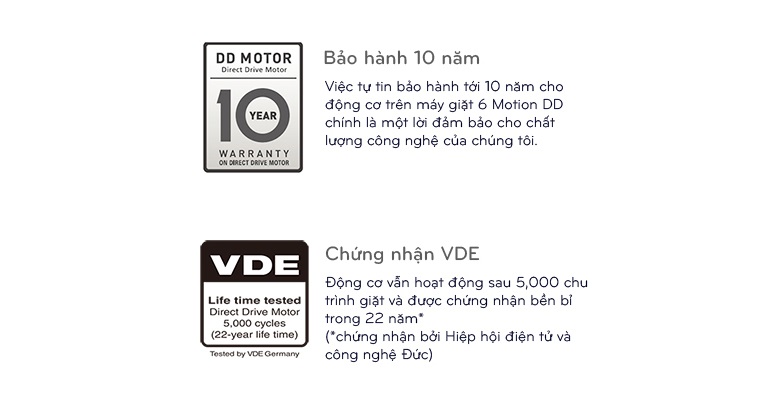 Bảo hành động cơ lên đến 10 năm Bảo hành động cơ lên đến 10 năm