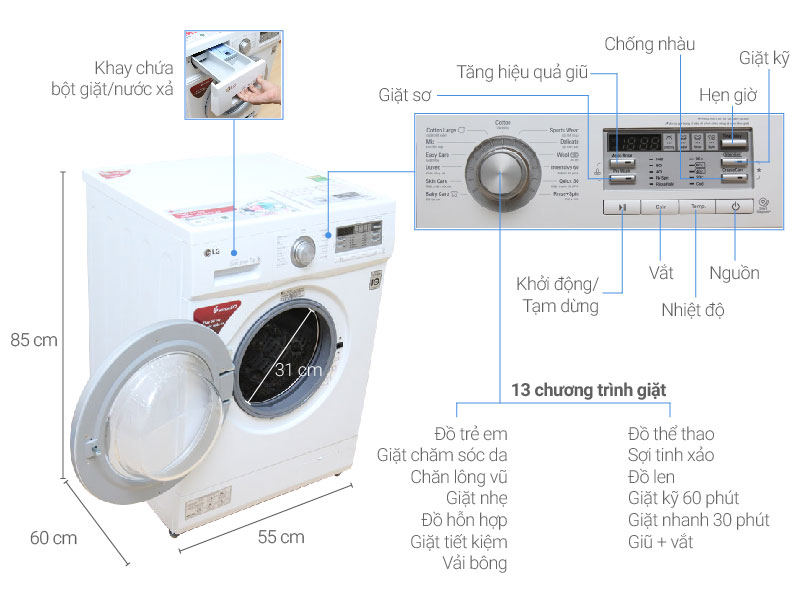 Máy giặt LG 7 kg F1407NMPW