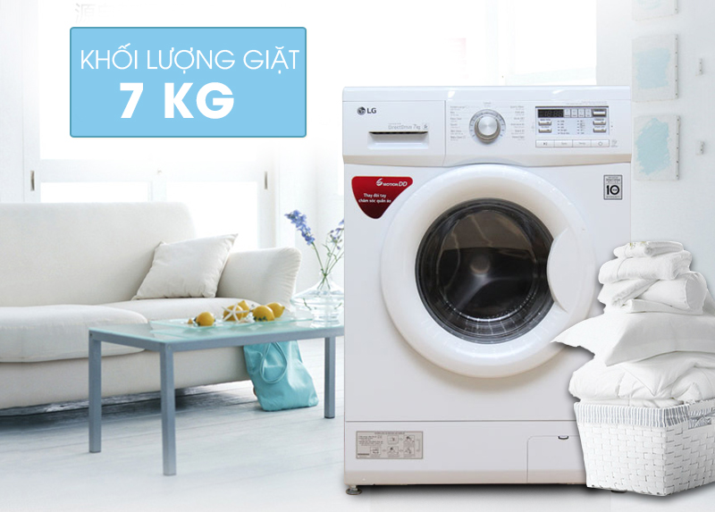 Máy giặt LG 7 kg F1407NMPW có thiết kế nổi bật với gam màu trắng tinh xảo