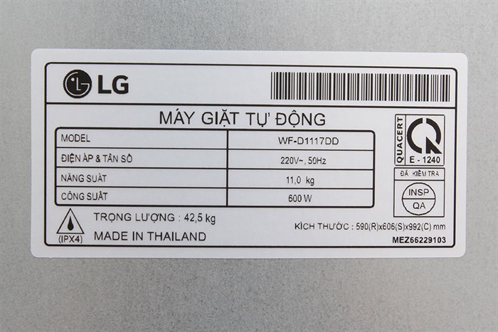 Máy giặt LG Inverter 11 kg WF-D1117DD
