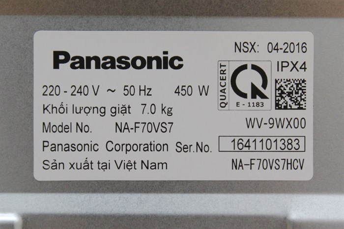 Máy giặt Panasonic 7 kg NA-F70VS7HCV Màu Xám nhạt