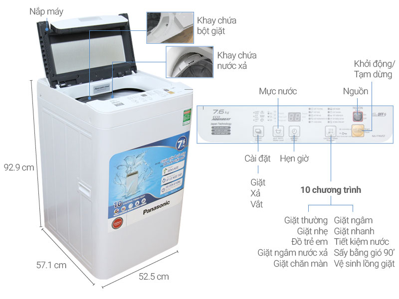 Máy giặt Panasonic 7.6 kg NA-F76VS7WCV