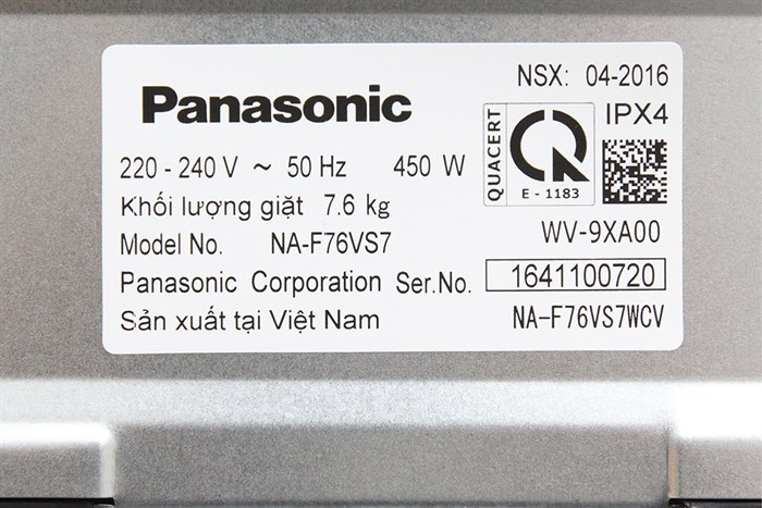 Máy giặt Panasonic 7.6 kg NA-F76VS7WCV Màu Trắng