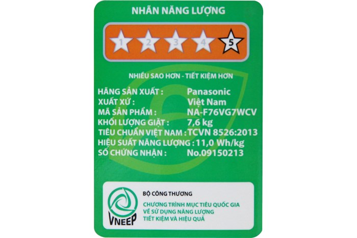 Máy giặt Panasonic 7.6 kg NA-F76VG7WCV Màu Trắng