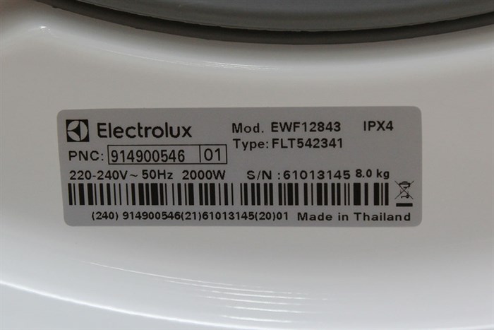 Máy giặt Electrolux 8 kg EWF12843 Màu Trắng