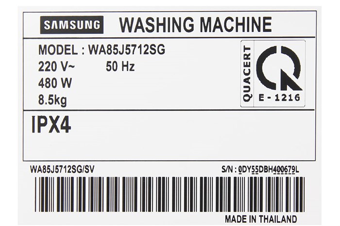 Máy giặt Samsung 8.5 kg WA85J5712SG/SV Màu Xám