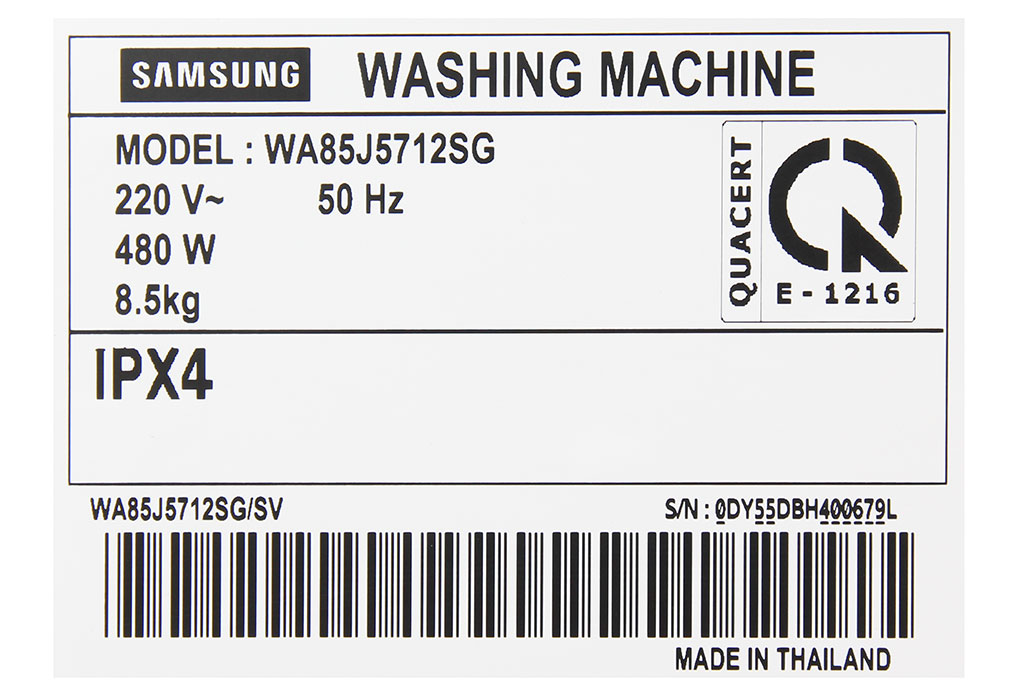 Máy giặt Samsung 8.5 kg WA85J5712SG/SV Màu Xám
