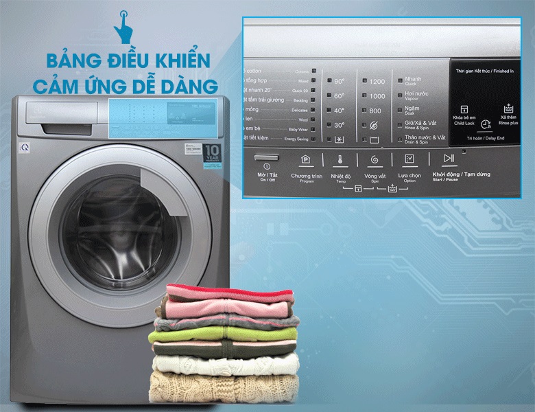 Với bảng điều khiển cảm ứng, máy giặt Electrolux EWF12844S sẽ giúp bạn chọn những chế độ, mức nước,…