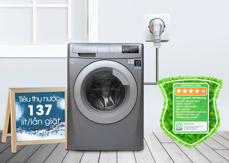 Khả năng tiết kiệm điện năng và nước của máy giặt Electrolux EWF12844S sẽ giúp bạn tiết kiệm được khoản tiền không hề bé