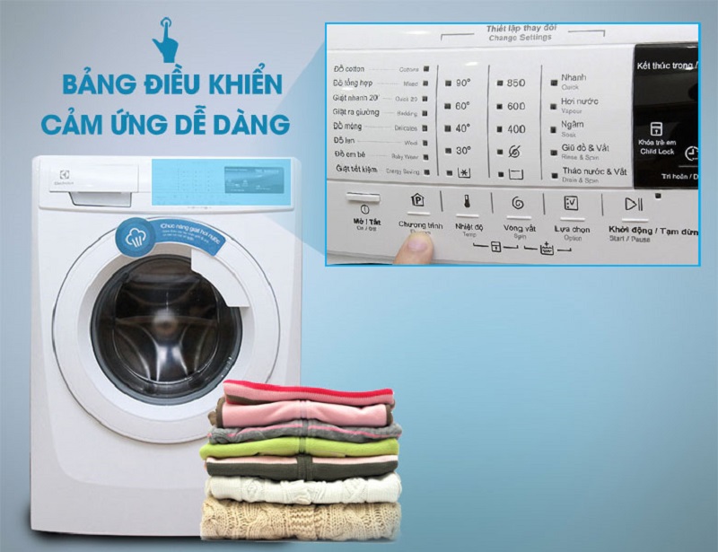 Với bảng điều khiển IQ Touch, máy giặt Electrolux EWF10744 giúp người dùng dễ sử dụng