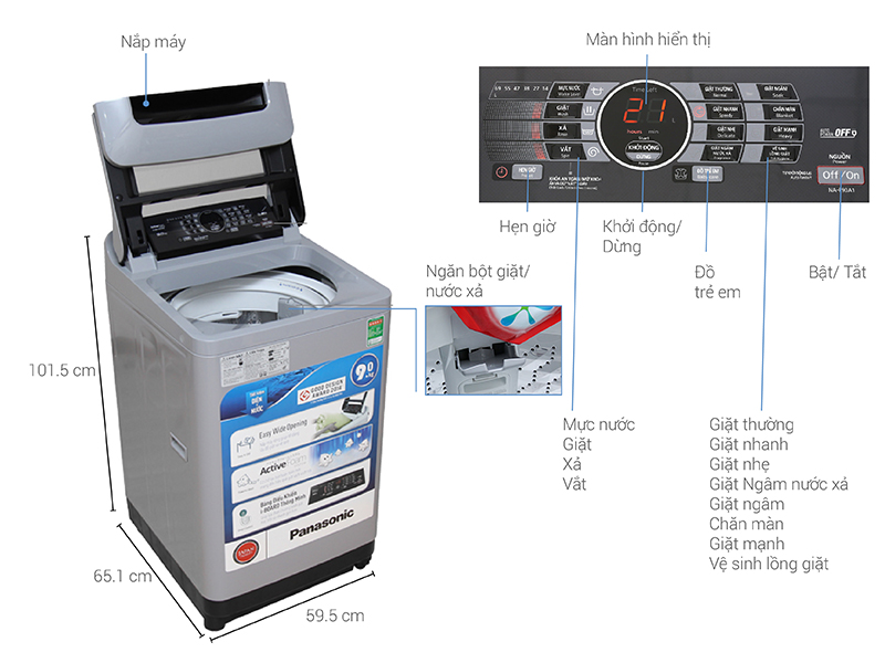 Thông số kỹ thuật Máy giặt Panasonic NA-F90A1GRV 9 kg