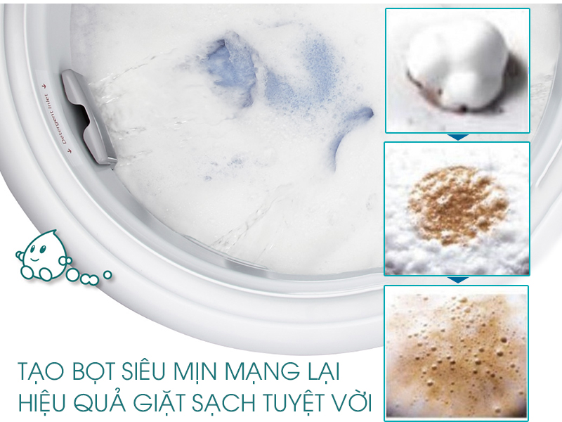 Hệ thống giặt Active Foam của máy giặt Panasonic NA-F90A1GRV tạo nhiều bọt li ti