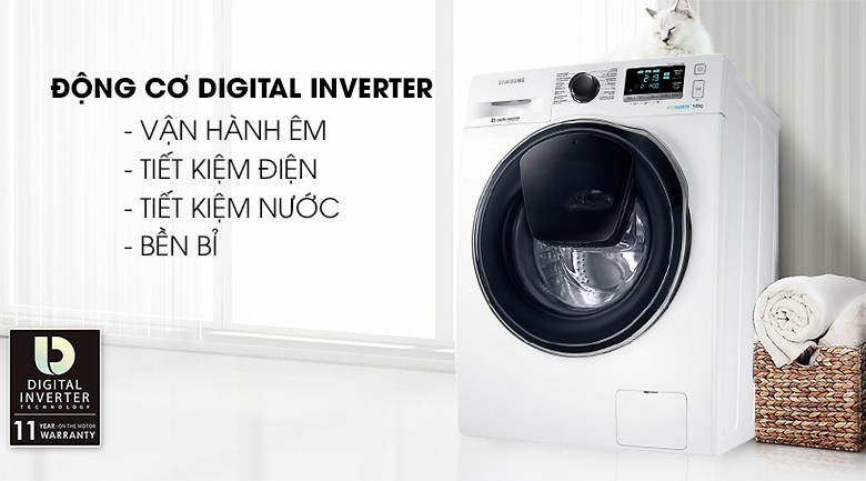 Máy giặt Samsung AddWash Inverter 9 kg WW90K6410QW/SV