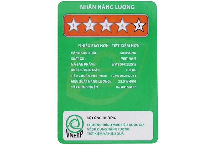 Máy giặt Samsung inverter 8.0 kg WW80J4233GW/SV Màu Trắng