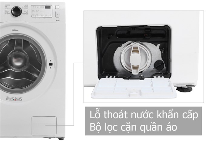 Máy giặt Samsung inverter 8.0 kg WW80J4233GW/SV Màu Trắng